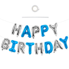 TONIFUL Happy Birthday banner letters in navy blue and silver for bold parties.