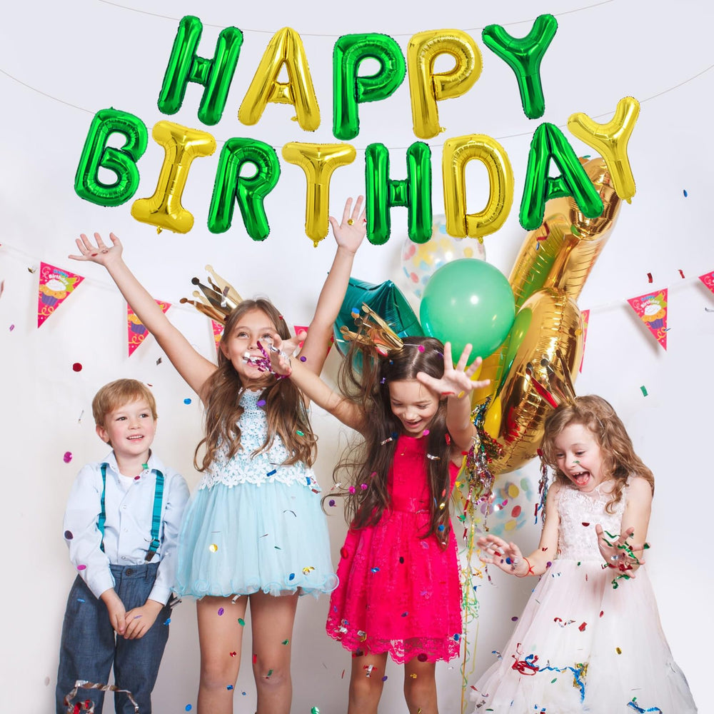 TONIFUL Happy Birthday banner decor displayed in a living room for celebration.