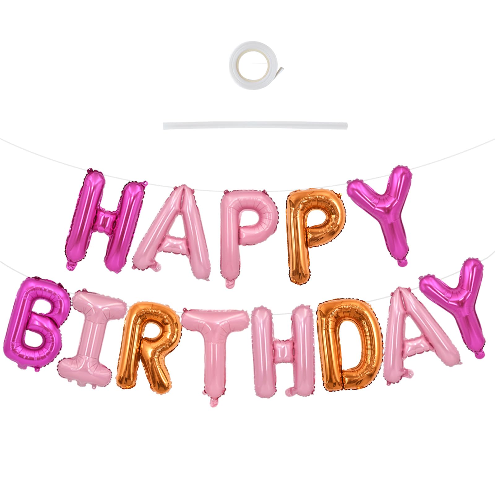 TONIFUL Happy Birthday foil letter banner in 16 inch for vibrant indoor decor.