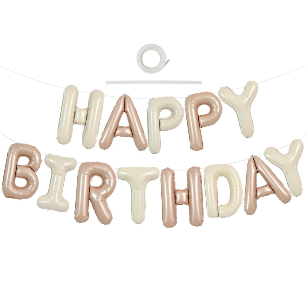 TONIFUL Happy Birthday letters banner 16-inch balloons create bold party decor