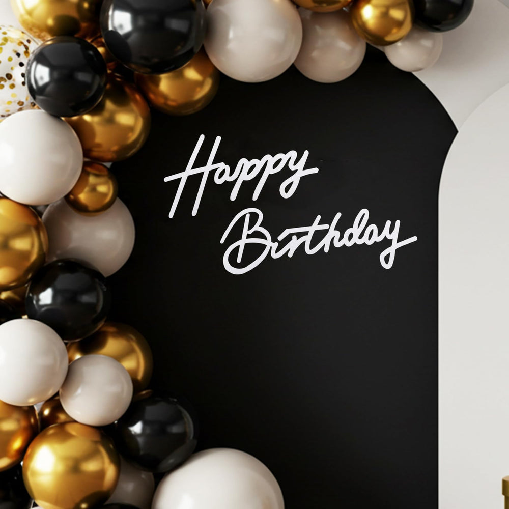 TONIFUL Happy Birthday sign backdrop in white felt enhances party photos