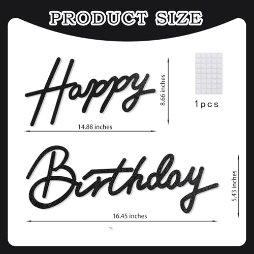 TONIFUL Happy Birthday letters sign with measured sizing guides for precise layout