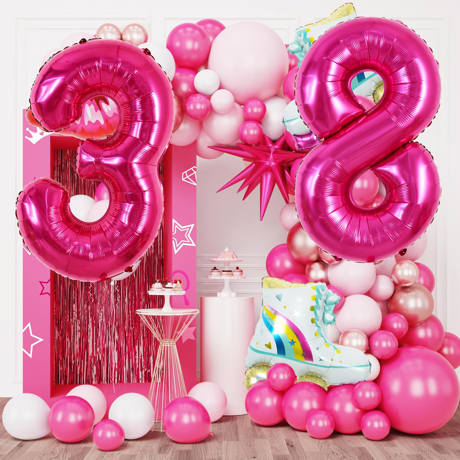 TONIFUL 4-number hot pink digit balloon ideal for milestones.