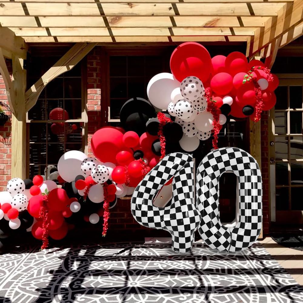 TONIFUL large black and white number balloon makes a striking focal point.