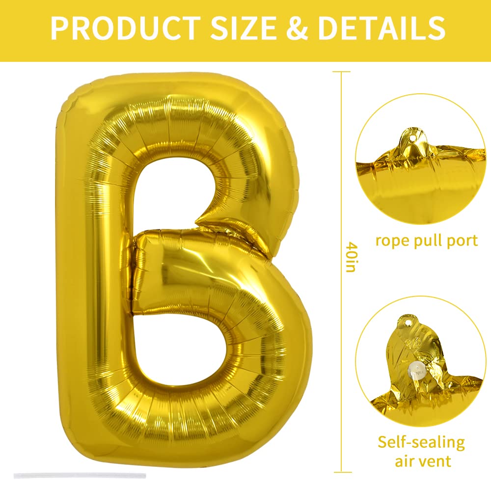 TONIFUL large gold letter B balloon adds dramatic foil sparkle to events.