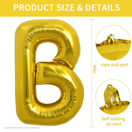 TONIFUL large gold letter B balloon adds dramatic foil sparkle to events.