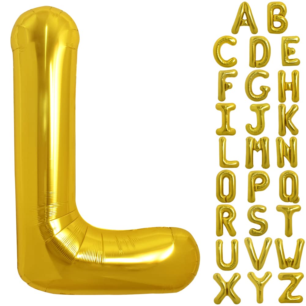 TONIFUL 40 inch gold letter L balloon for birthdays and parties.