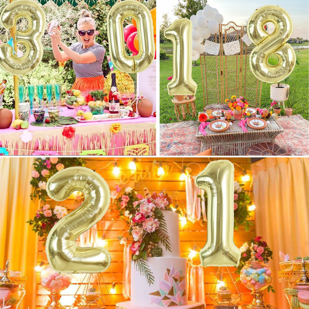 TONIFUL light gold 0 digit balloon adds focal point to any celebration