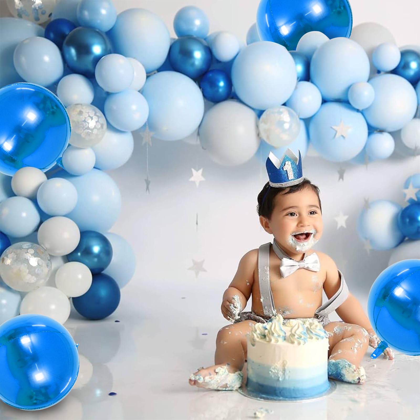 TONIFUL blue mirror metallic balloon with hanging hole for simple display and reuse