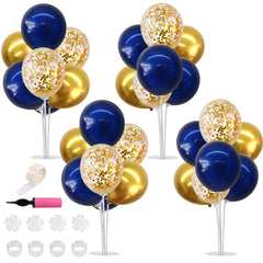 TONIFUL navy blue and gold balloon centerpieces stand for elegant graduation table decor