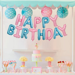 TONIFUL foil balloons banner kit creates a cheerful centerpiece for celebrations.