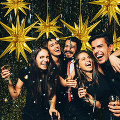 Toniful 4D star balloons pair with other decor for chic celebrations.