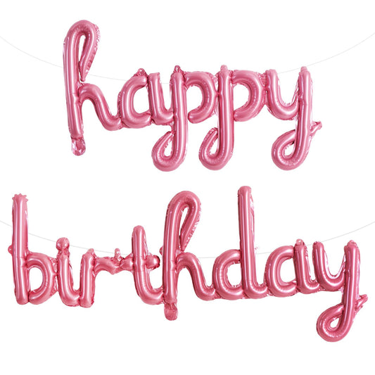 TONIFUL Pink Happy Birthday 16-inch foil balloons brighten party photos.