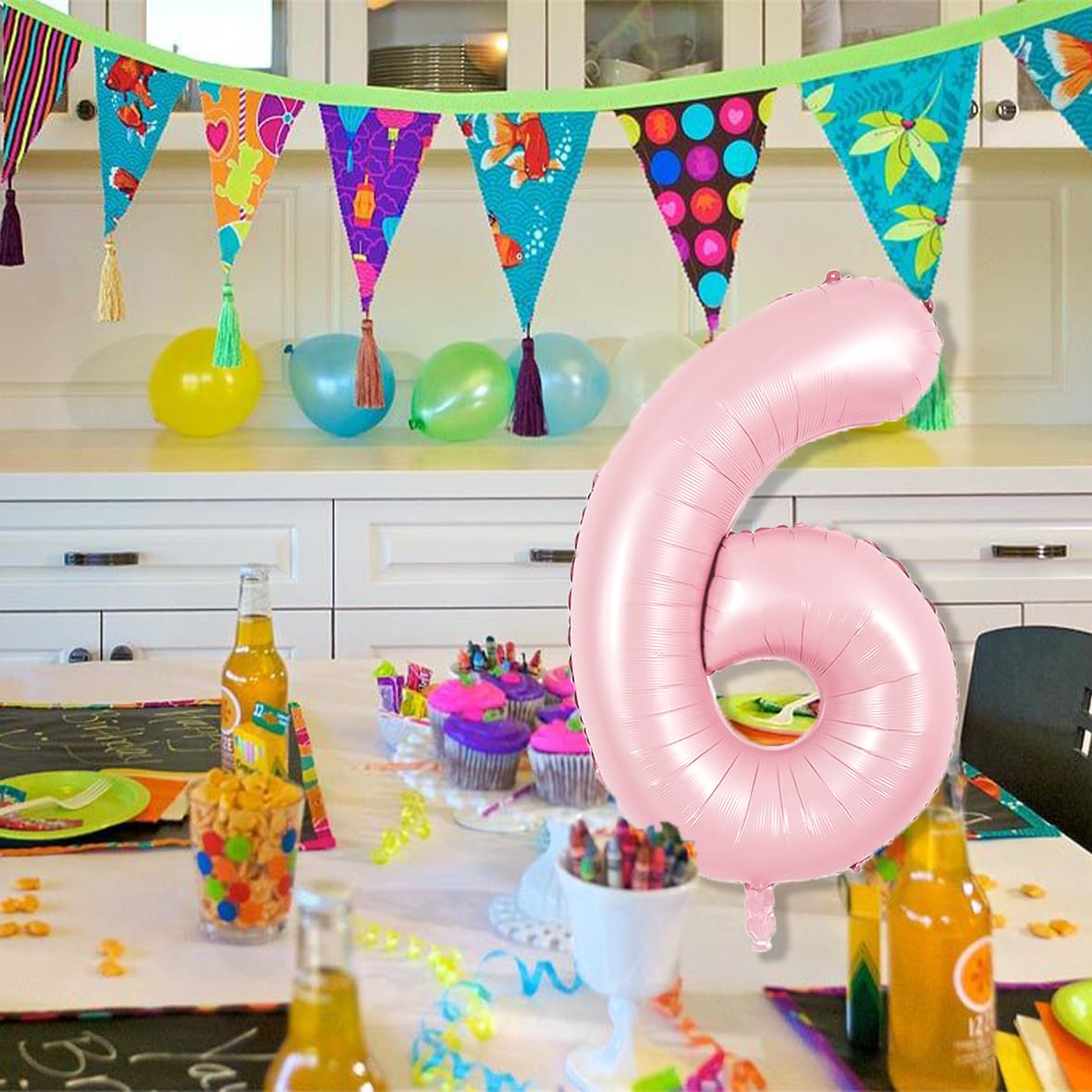 TONIFUL large pink number balloon creates festive ambiance for anniversaries.