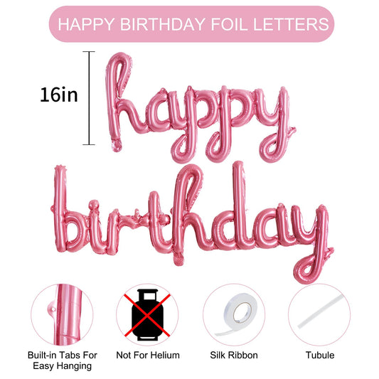 TONIFUL pink script banner adds glamorous birthday signage for photos.