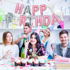 TONIFUL pink-silver-white banner fits stylish party themes