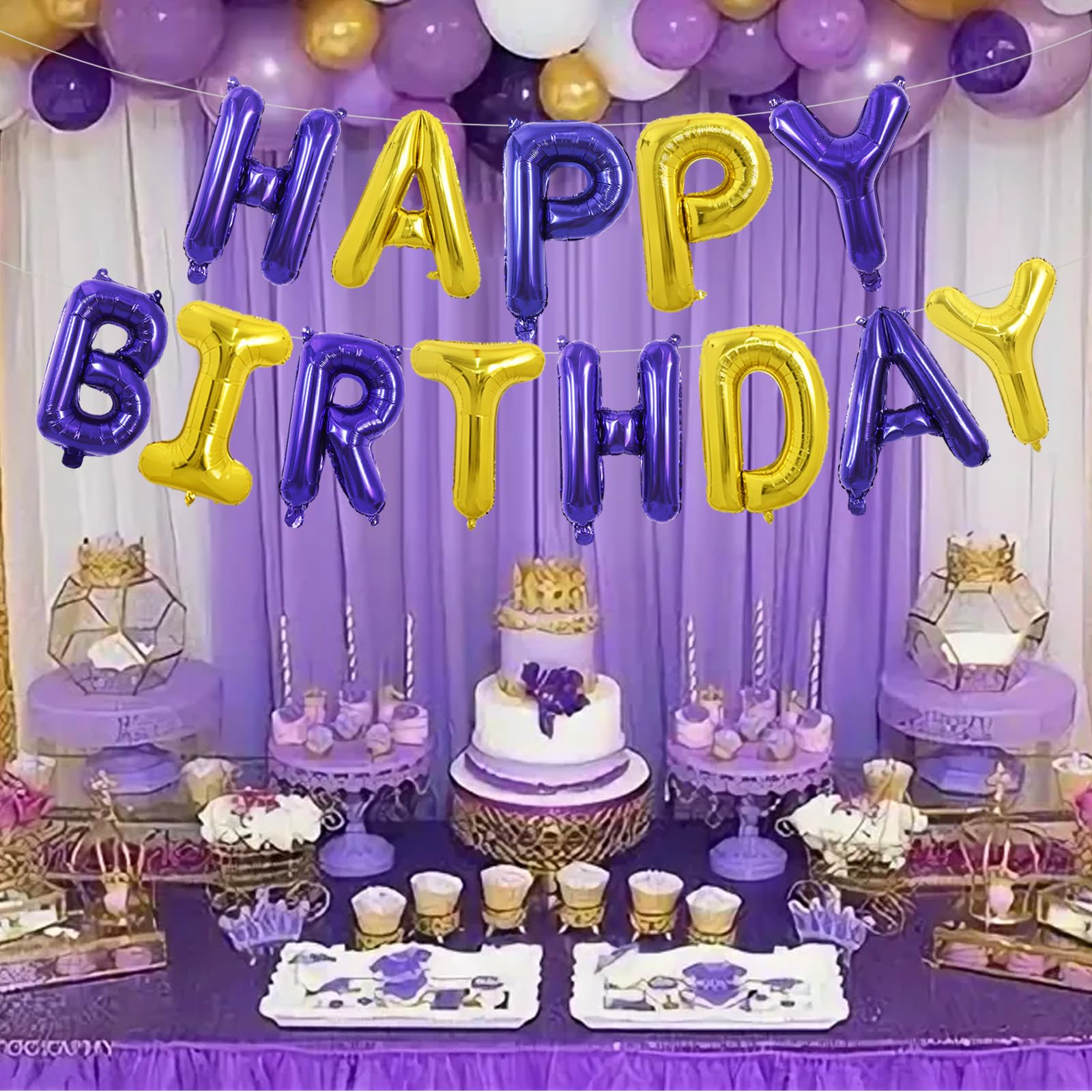 TONIFUL purple-gold foil letters for a bold birthday wall display.