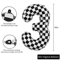 TONIFUL race car party balloon highlights your theme with high visibility and excitement.