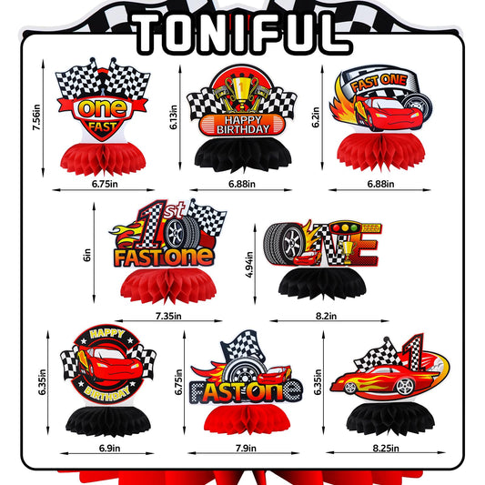 TONIFUL race car topper with honeycomb base creates quick, vibrant decor.