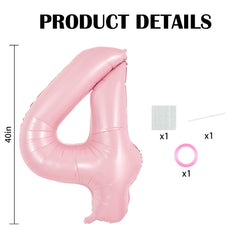 TONIFUL pink foil balloon with straw and ribbon for easy setup