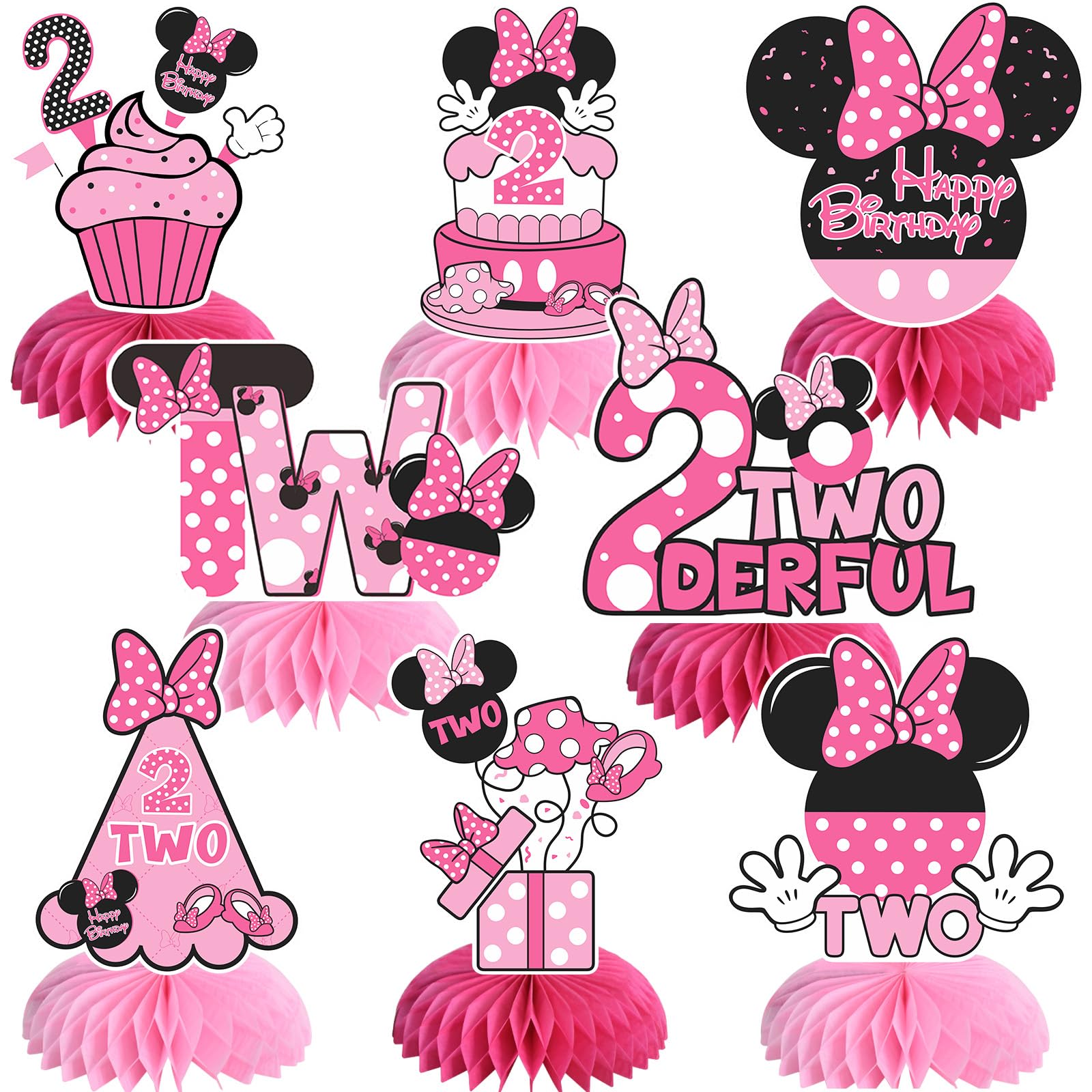 TONIFUL pink mouse centerpiece with honeycomb base for festive table decor