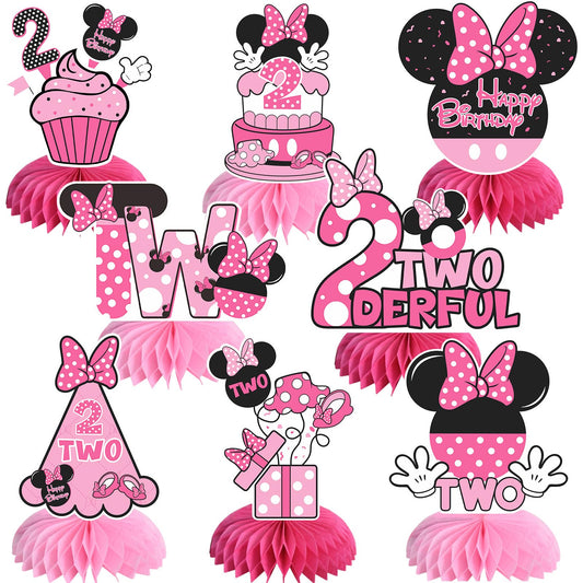 TONIFUL pink mouse centerpiece with honeycomb base for festive table decor