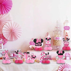 TONIFUL pink mouse party display for baby's second birthday tables