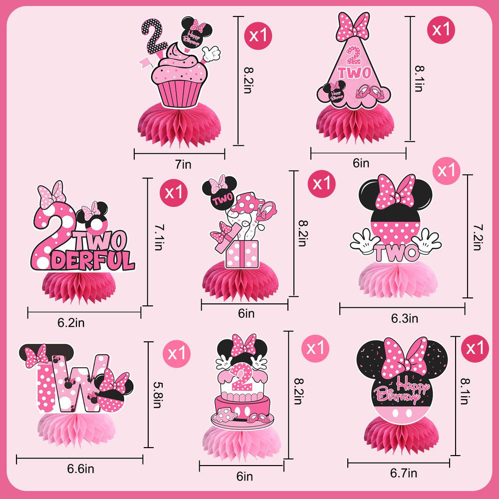 TONIFUL two-themed pink mouse table decor highlighting the Two motif