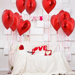 TONIFUL wedding proposal setup uses red heart balloons to create intimate, memorable ambiance.