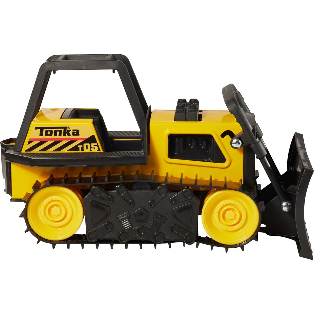 Tonka bulldozer blade-in-action facilitates interactive pretend tasks