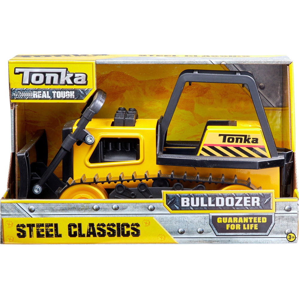 Tonka steel bulldozer cab detail highlights rugged construction