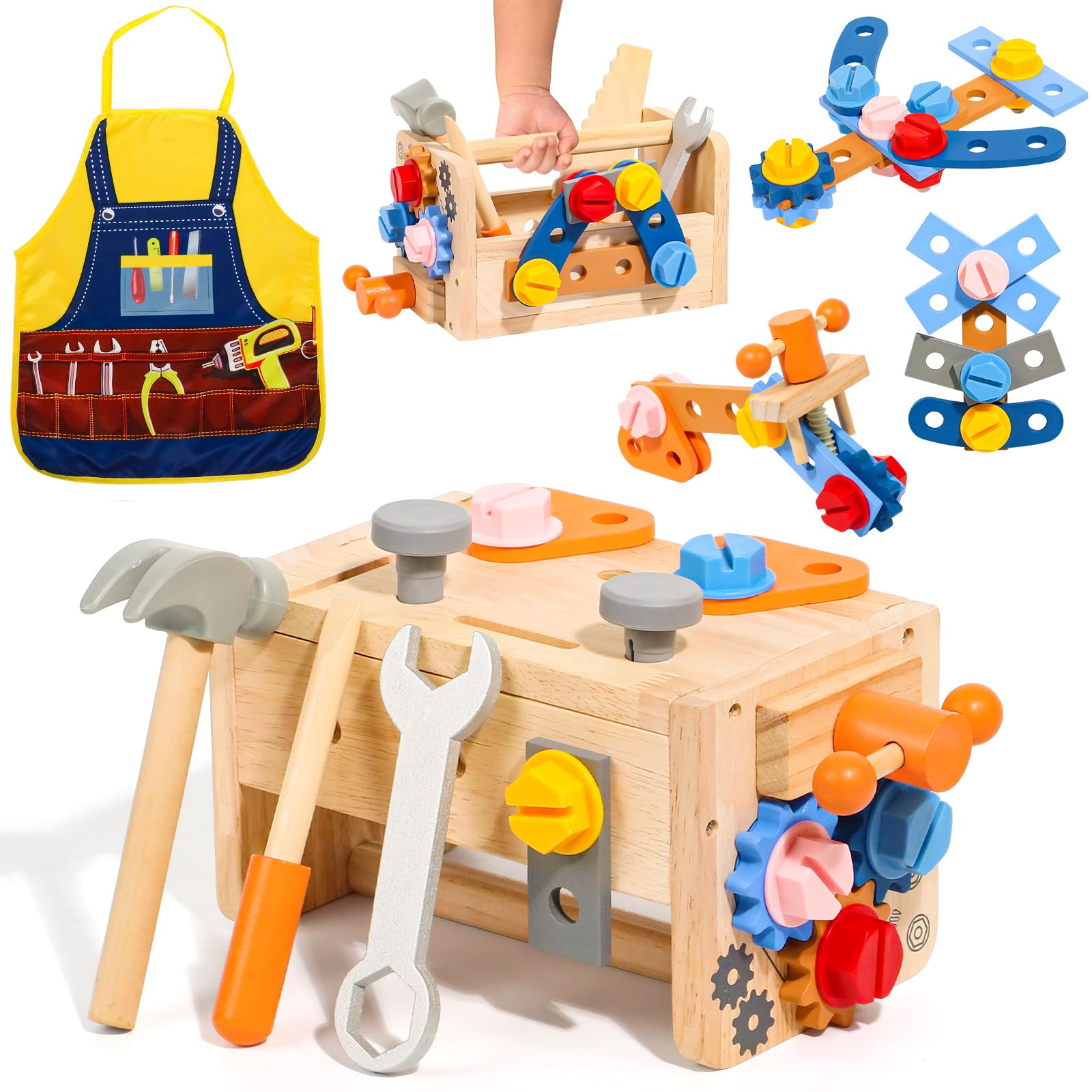 TONZE Kids Tool Apron enhances pretend play and imaginative role-playing.