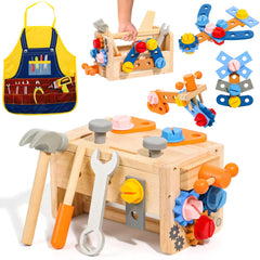 TONZE Kids Tool Apron enhances pretend play and imaginative role-playing.