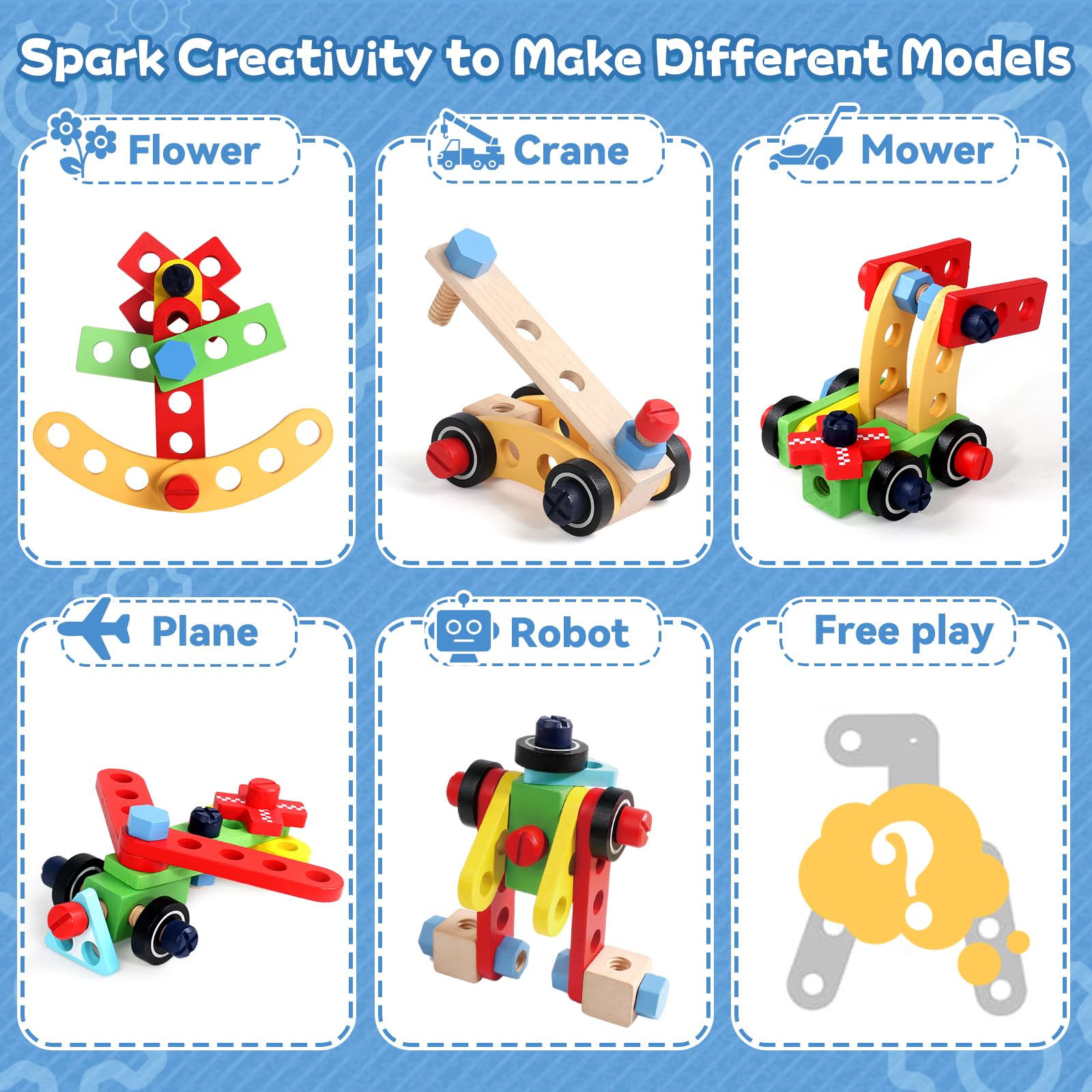TONZE Kids Tool Set hammer promotes safe pounding during construction play.
