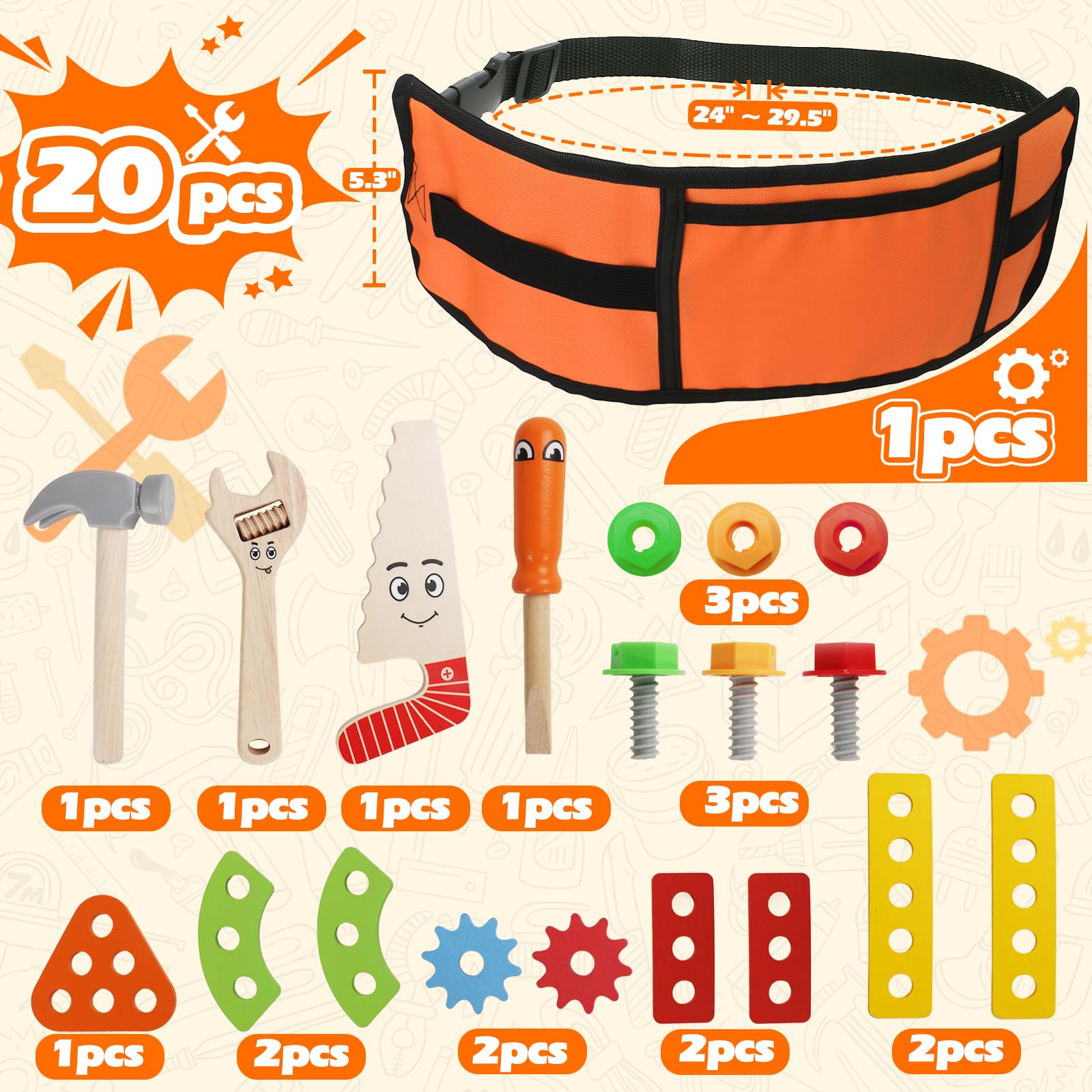TONZE wrench and screws help kids learn basic tools and fine motor skills.