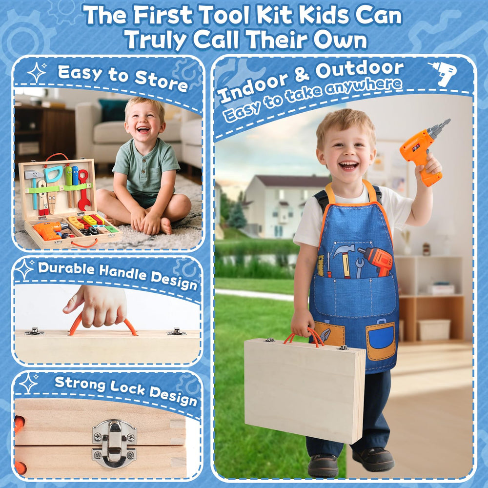 TONZE Kids Tool Set wrench demonstrates pretend tightening and loosening tasks.