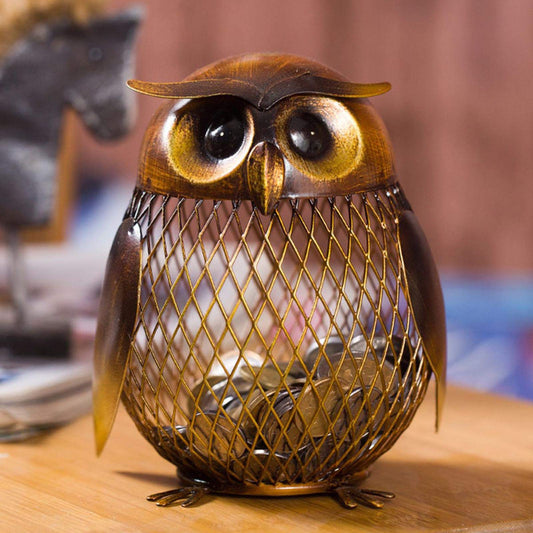 Tooarts owl-shaped metal bank with smooth edges for safe handling