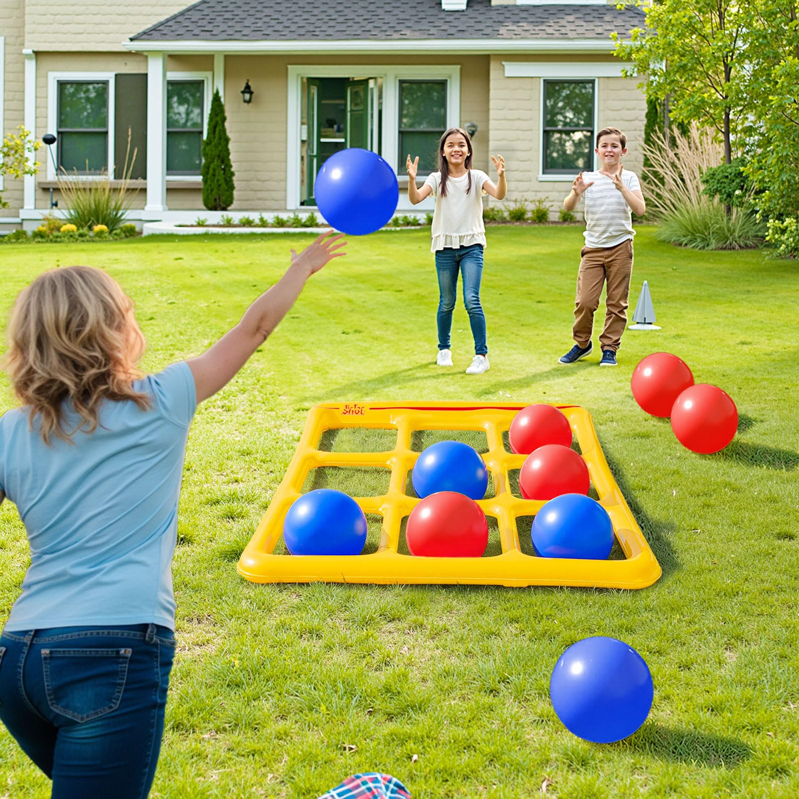 Toobimen giant tic tac toe board inflated for outdoor family play