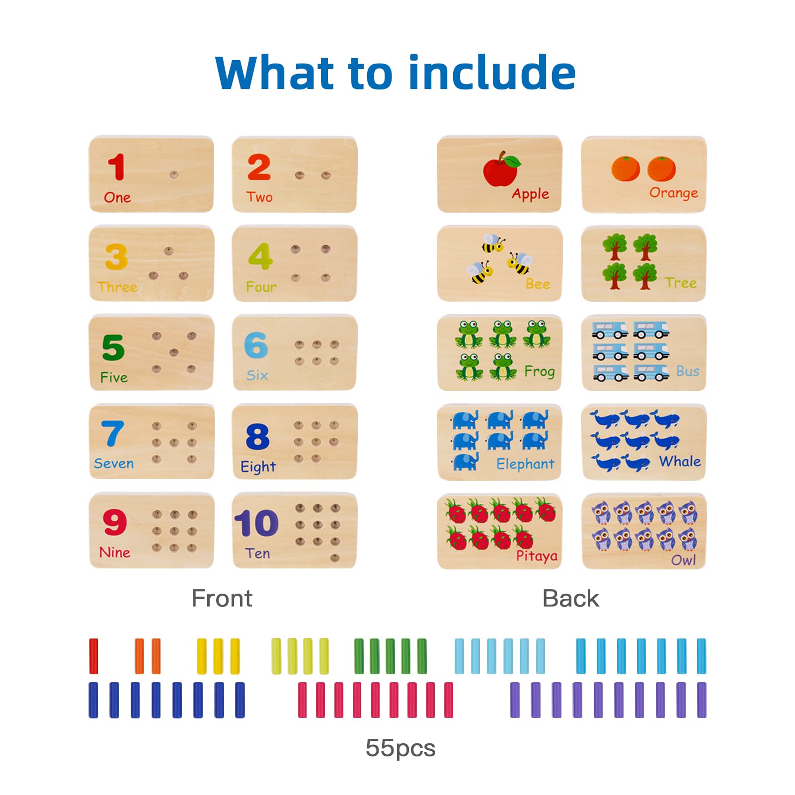 TOOKYLAND Counting pegs help develop early numeracy and fine motor skills.