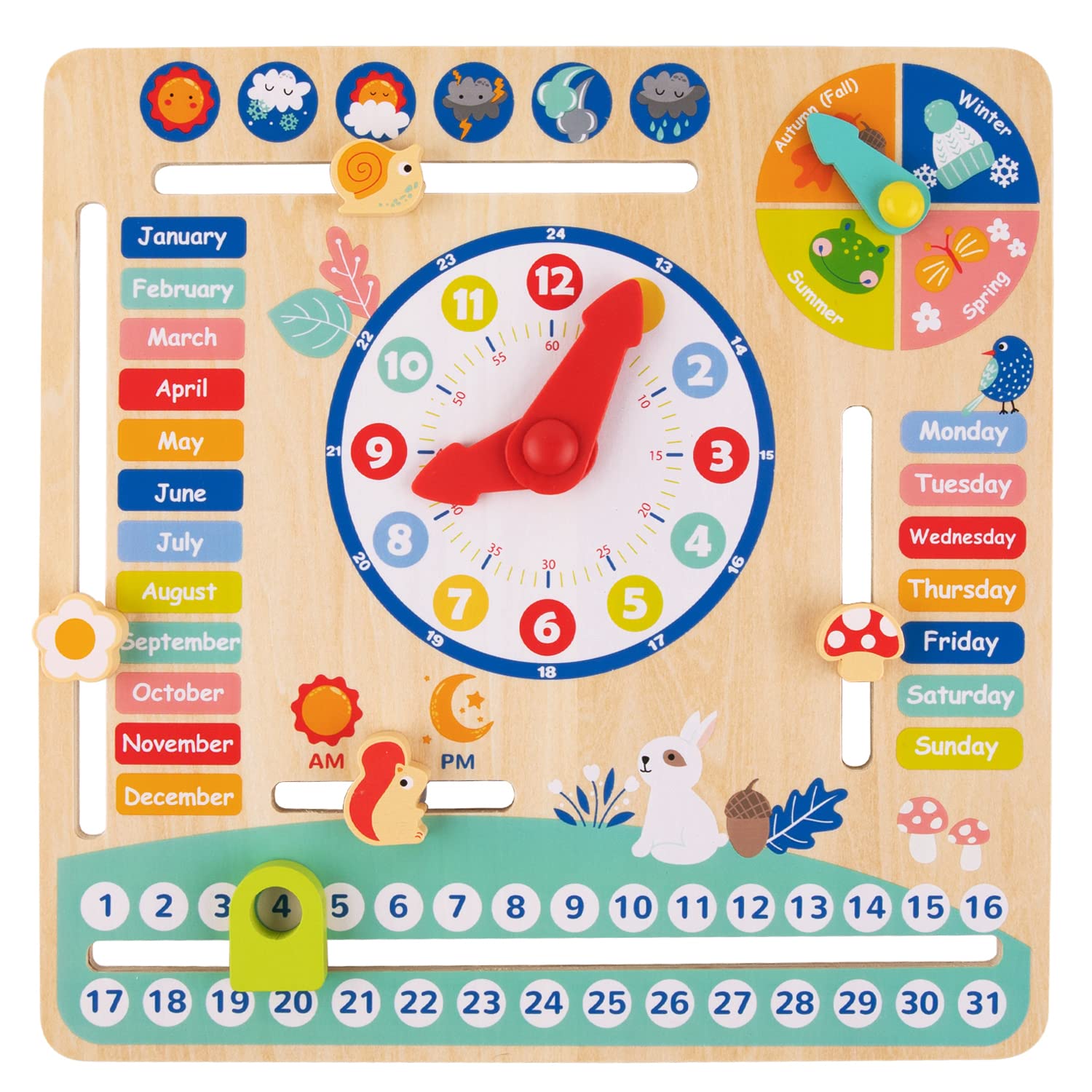 TOOKYLAND daily calendar clock front view with colorful blocks for routine learning.