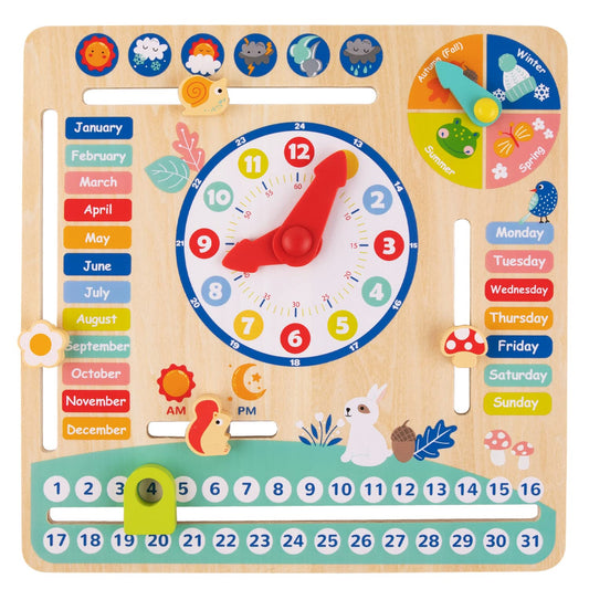TOOKYLAND daily calendar clock front view with colorful blocks for routine learning.