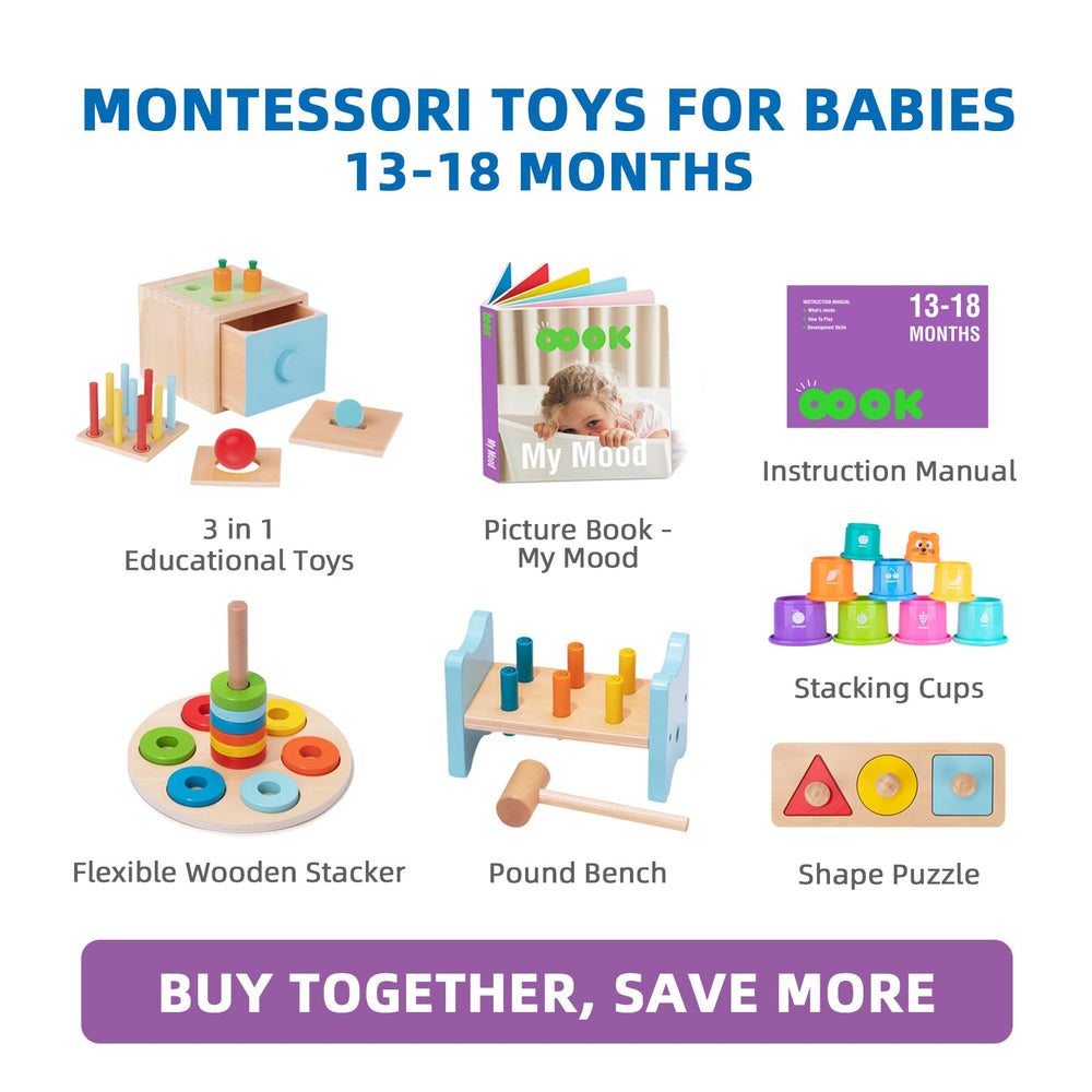 TOOKYLAND Montessori stacking cups: develop sorting skills and hand-eye coordination through gentle stacking