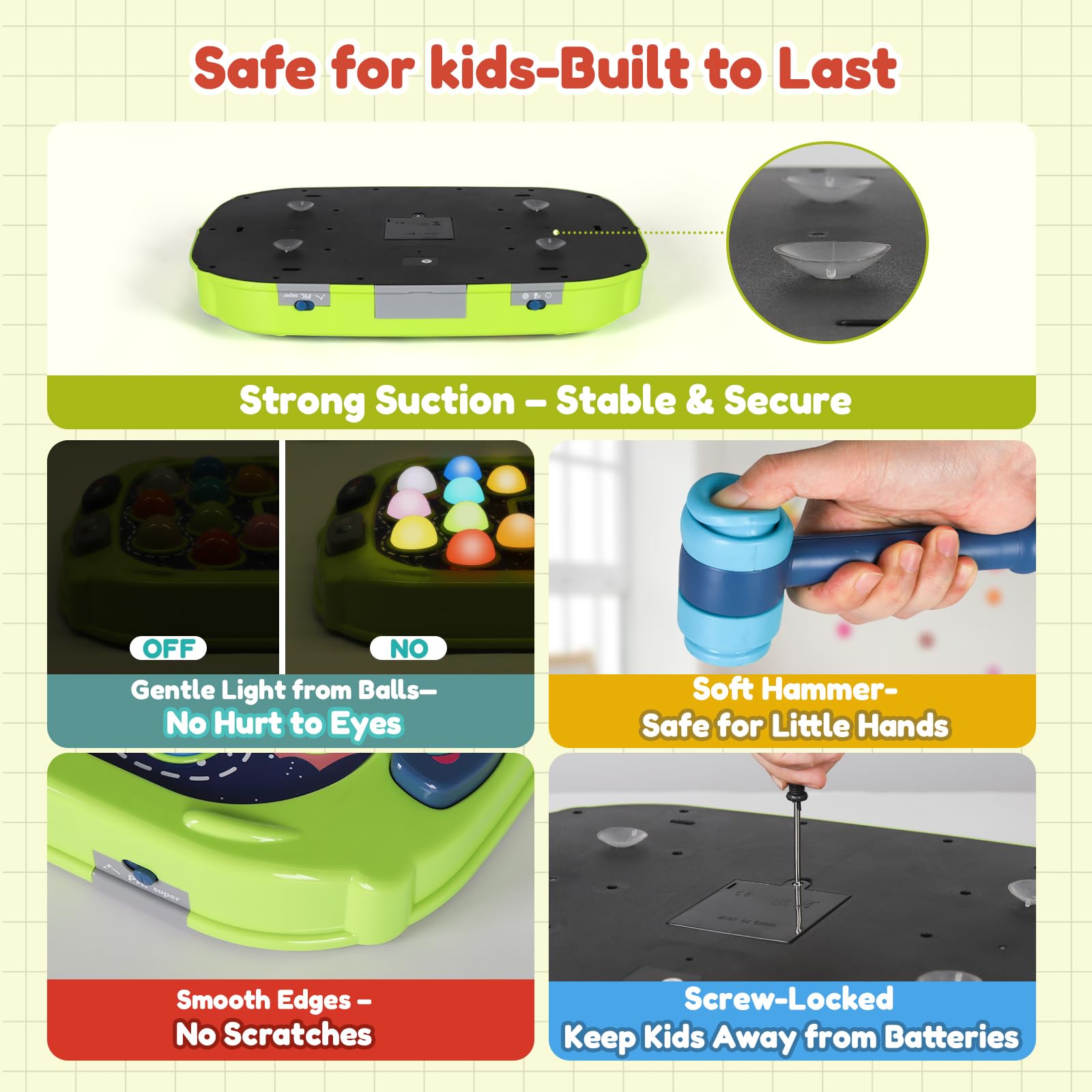TooLion Whack Mole runs on four AA batteries for powered play.