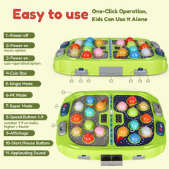 TooLion Whack Mole large 12x16 play area accommodates small hands.