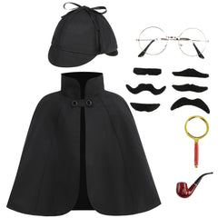TOONRAIN kid detective cape 40cm black for imaginative role-play and costume versatility.