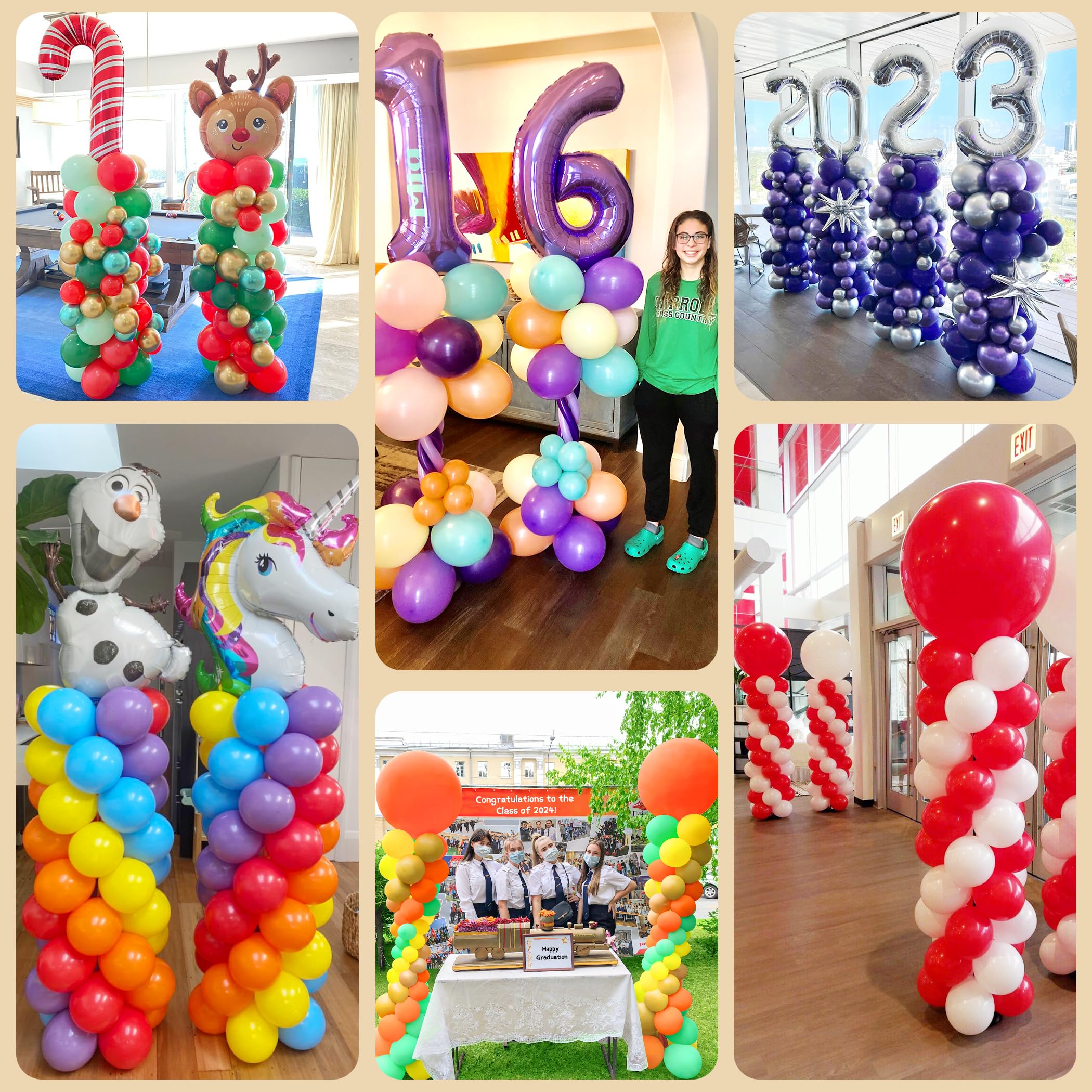 Toosci balloon column stand fully assembled presentation highlights premium stainless steel design