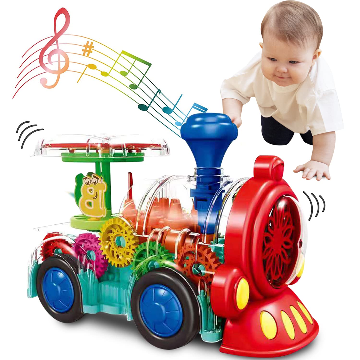 Tooty Toy Transparent Sensory Train Toy with LED lights sparks curious play and focus.