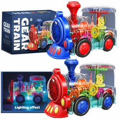 Tooty Toy Tummy time sensory play train engages visual tracking and core strength.