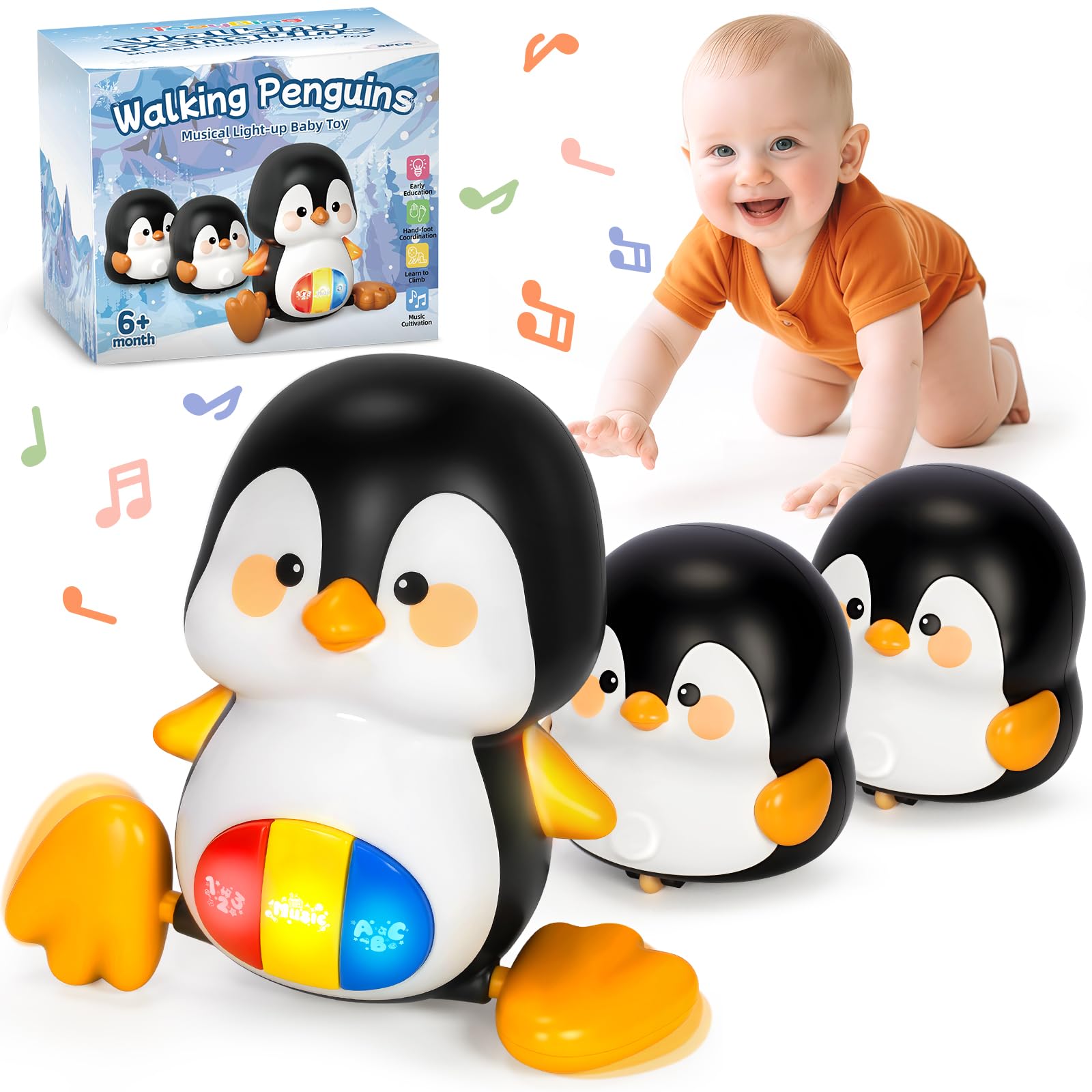 TooyBing baby penguin mom large invites curiosity and crawling during interactive play.