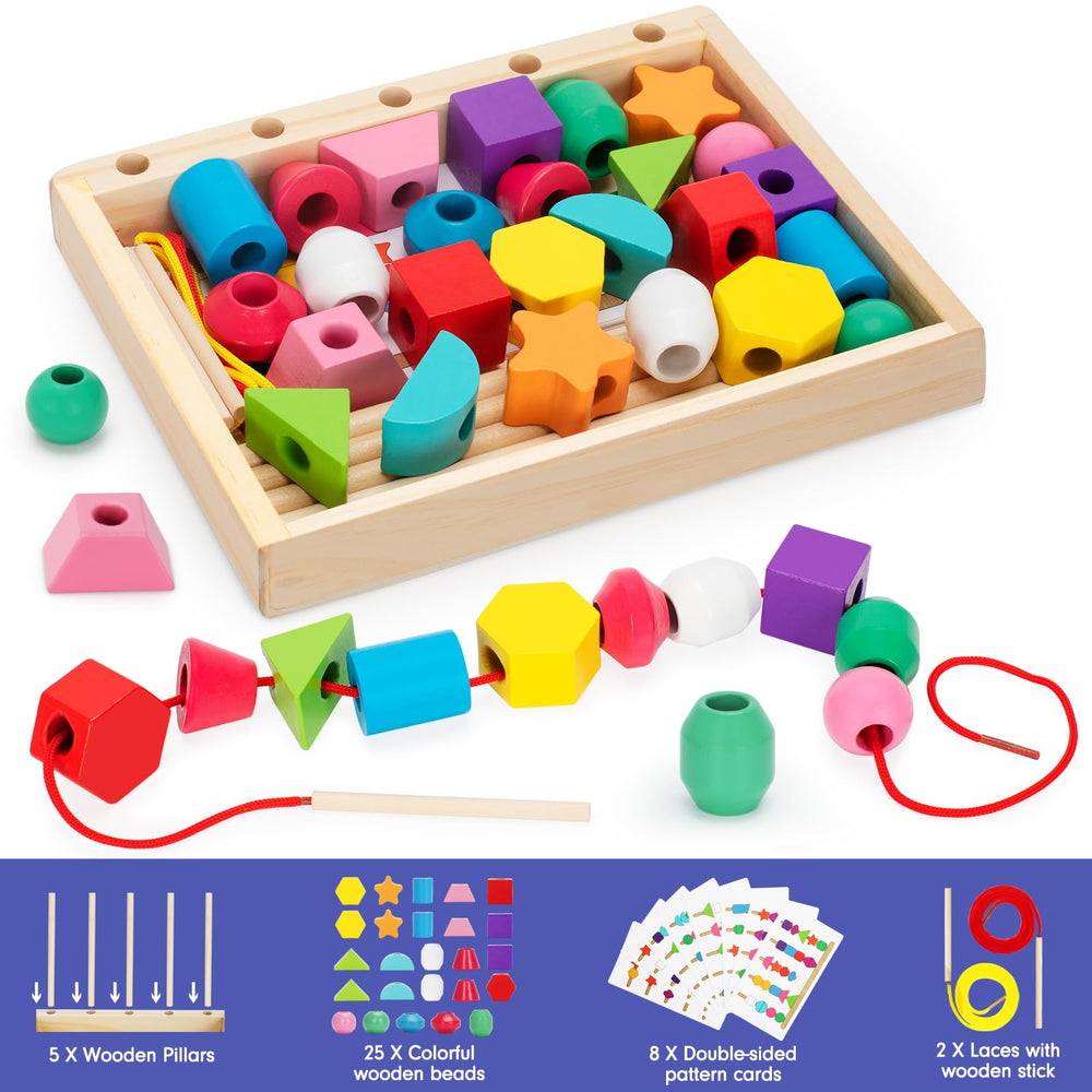 Colorful beads from TooyBing kit ready for color and shape recognition play